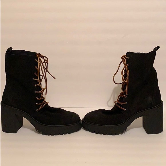 Free People Dylan Lace Up Boot in Black - Picture 10 of 12